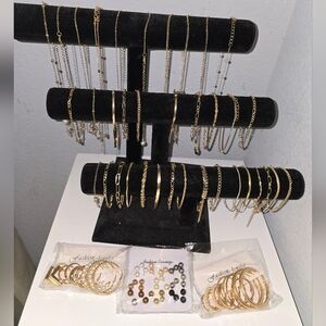 Gold and Silver Jewelry Lot! 60+ Pieces Of Bracelets Necklaces And Earrings